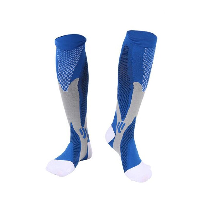 Nylon kolarstwo skarpetki kompresji skarpety sportowe do biegania koszykówka piłka nożna mężczyźni kobiety oddychające skarpety rozmiar ue 38-47: blue / S/m