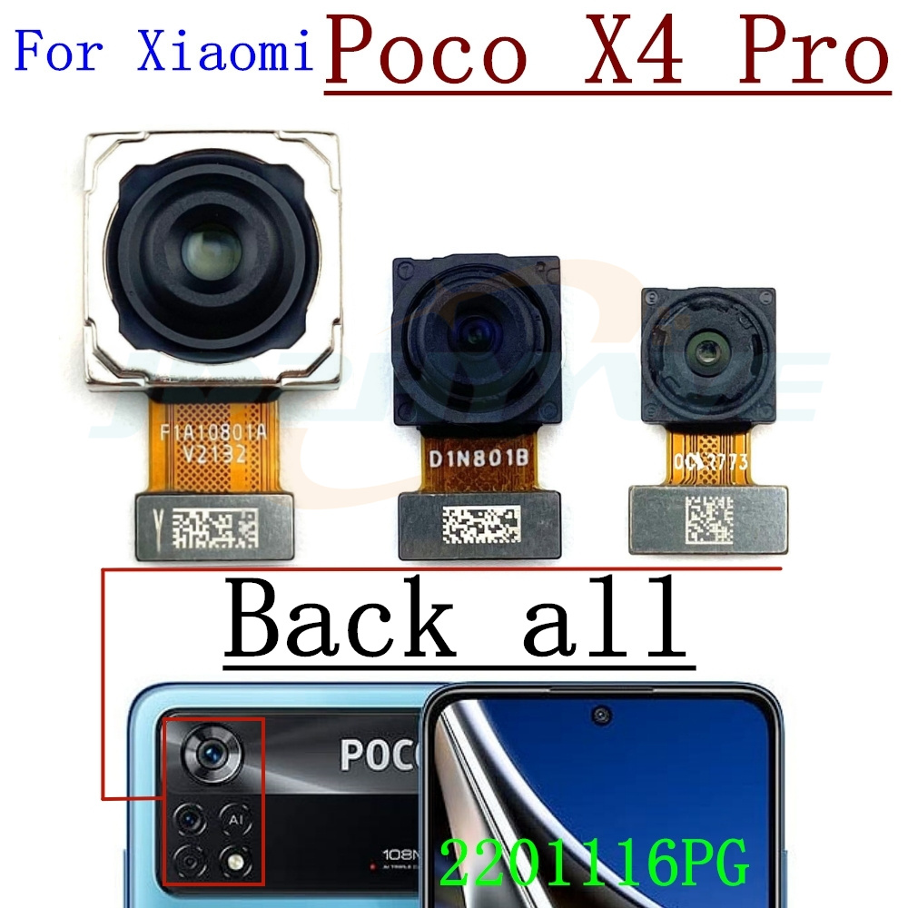 Rear Front Camera For Xiaomi Poco X5 X4 Pro X5pro Frontal Selfie Facing Main Back Wide Camera Module Flex Cable Parts: Blue
