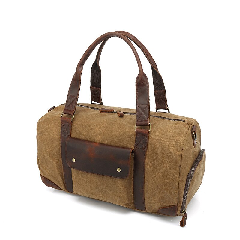 Reisbagage voor heren, olie- en waxcanvas reistassen, waterdichte weekendtas, schoudertas met grote capaciteit voor heren