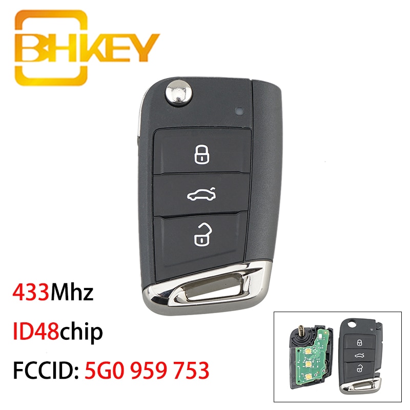 BHKEY 5G0 959 753 Volkswagen Key for Car for Volkswagen MQB 433Mhz Remote Key Car For Golf VII Golf 7 MK7 Skoda Octavia A7