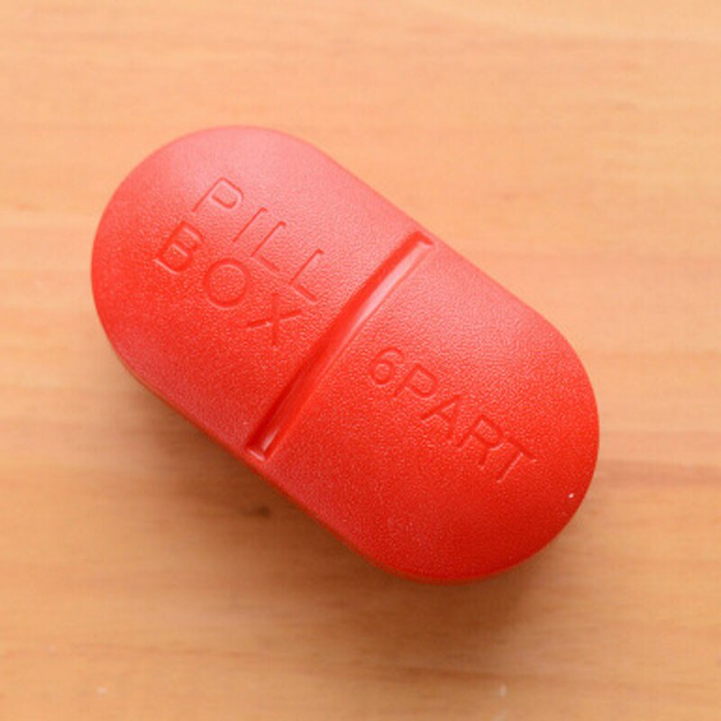 6 Roosters Pillendoos Opvouwbare Container Tablet Opslag Travel Case Houder Mini Leuke Plastic Pillendoosje Case: Red