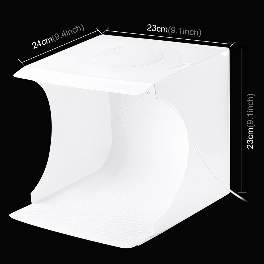Kit de 20cm boîtes de tente de prise de vue en studio d'éclairage photo pliables et portables à 550lm lumières avec 6 toiles de fond de couleurs (noir, blanc, orange, rouge)