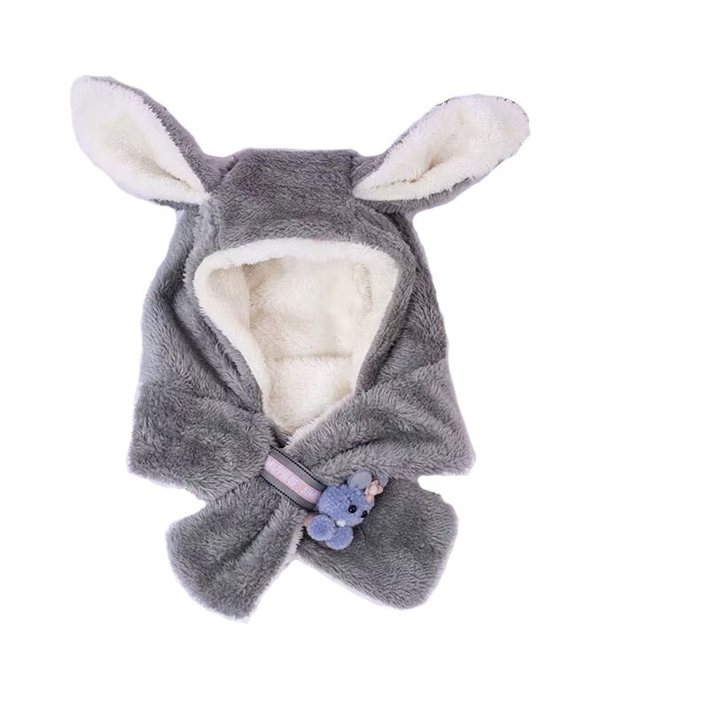 Unisex niños conejito de dibujos animados sombreros y bufanda gorro de bebé conjunto niña niño conjunto de gorro y bufanda niño invierno sombrero de orejeras bufanda traje cálido: Gris