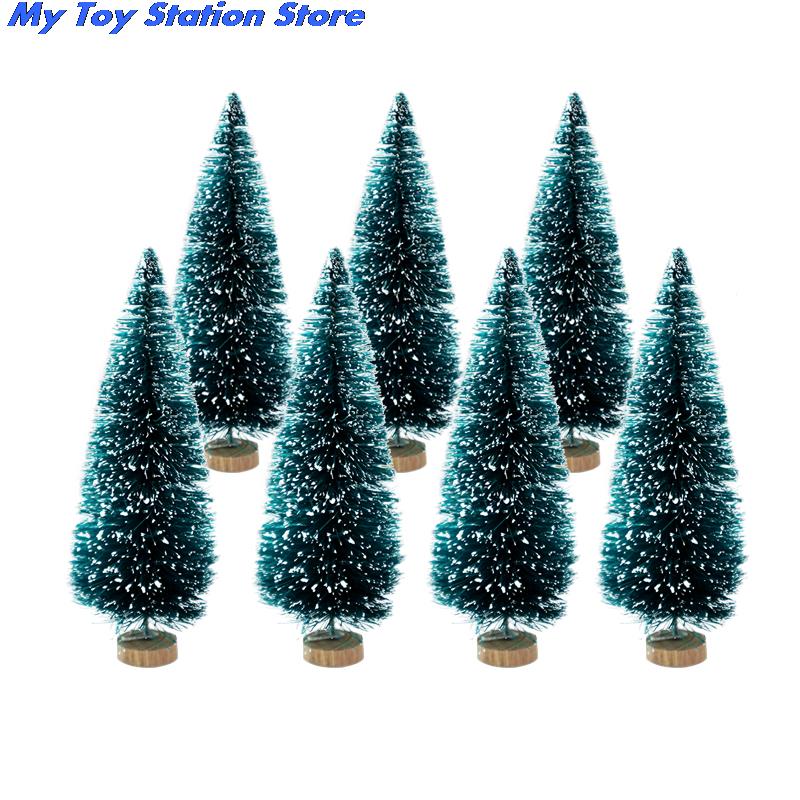 1PC 12.5cm/16cm Mini Christmas Tree Gold Green Small Pine Tree Sisal Placed In The Desktop Year Xmas Party Ornaments
