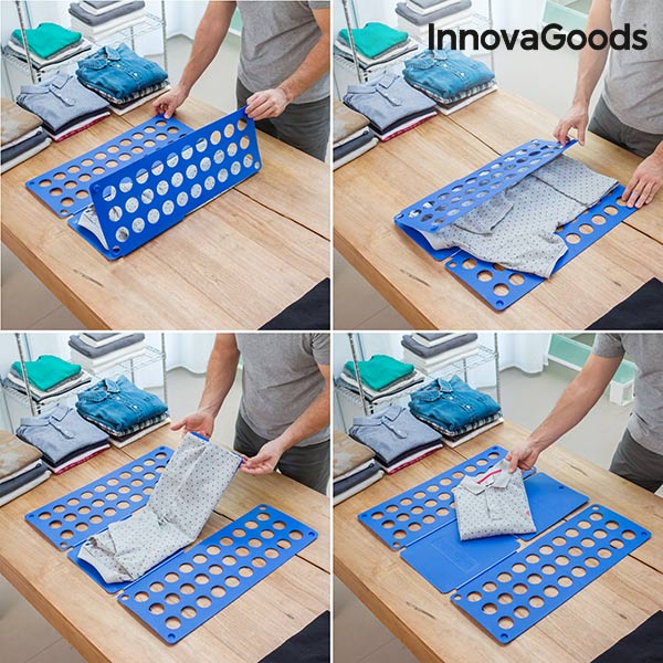 InnovaGoods Doblador de Ropa Adulto y Niño Hogar Con Sencillos Movimientos Tabla Doblar Ordenar Camisetas Jerséis Vestidos Pantalones Blusas Chaquetas Sábanas Toalla Organizador Separador Camisetas Plegador ropa
