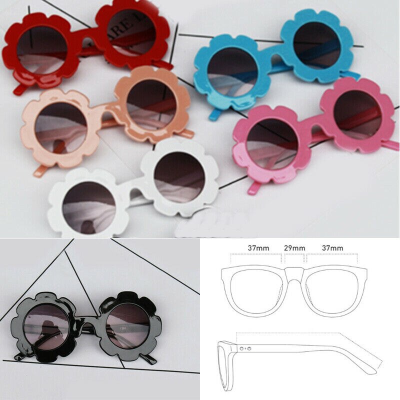 Gafas de sol redondas para niños y niñas, lentes de sol infantiles con flores, de plástico, para exteriores, a la , Reino Unido