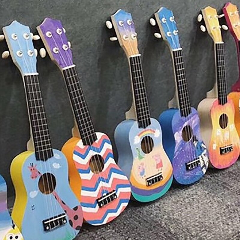 Soprano ukulélé Kit de bricolage 21 pouces en bois 4 cordes guitare hawaïenne pour travail manuel peinture parfaite Parents-enfant campagne
