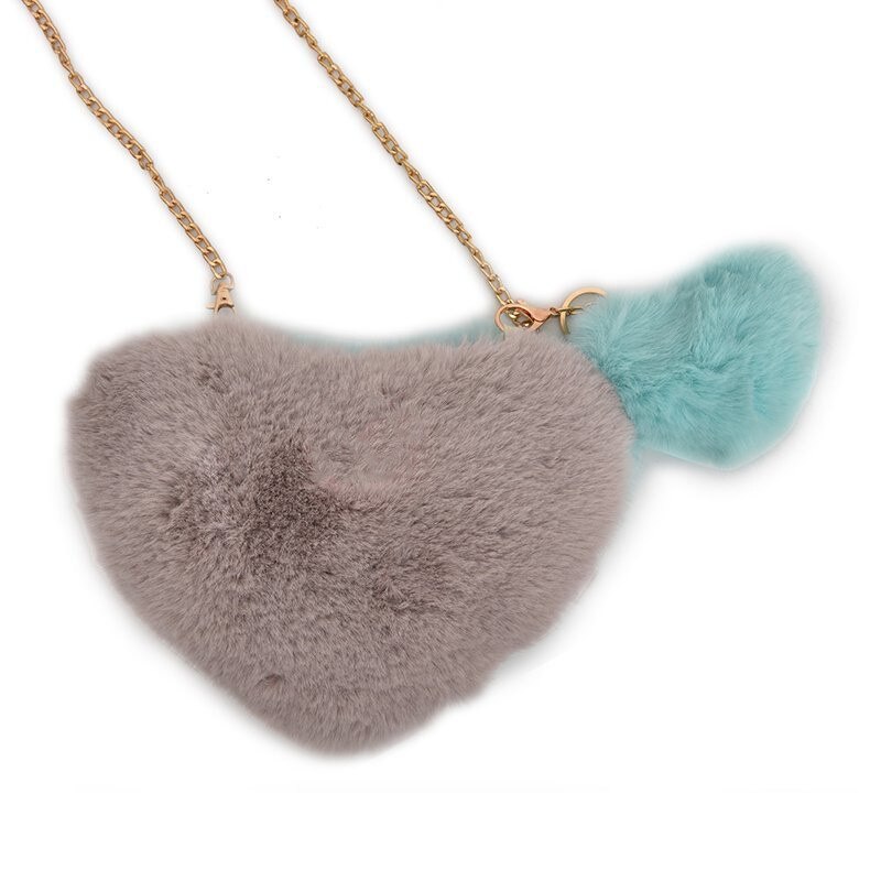 Dames pluche schoudertas herfst en winter schattige hartvormige cartoon meisje ketting schoudertas messenger bag