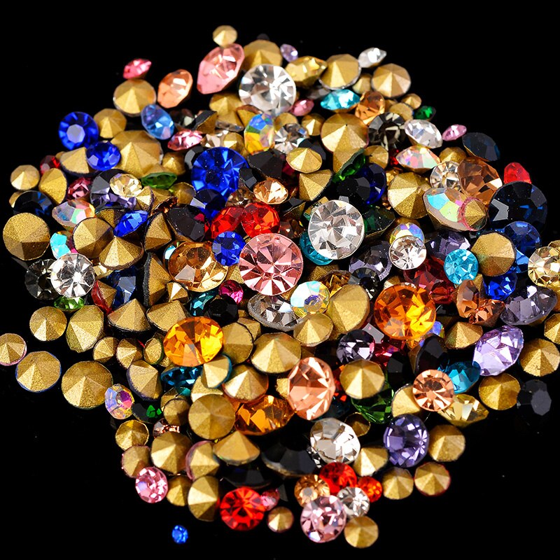 SS2-SS22 Mix Grootte 6Gram 200-400Pcs Alle Kleuren Kegel Point Rhinestone Voor 3D Nail Art Diy Sieraden applique Accessoires Decoratie