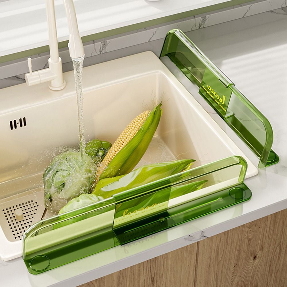 Stretchable Sink Water Splash Guard Oil-Proof Self-adhesive Bottom Kitchen Waterproof Screen Removable Heighten Anti-water Board