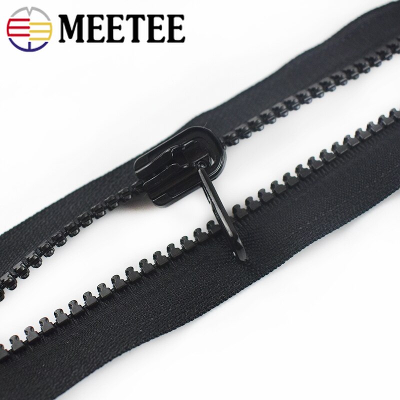 Meetee 60-100cm 5# Resin Zippers Double-sided Slider Open-end Zipper for Coat Jacket Repair Zip DIY Sewing Garment Accessories