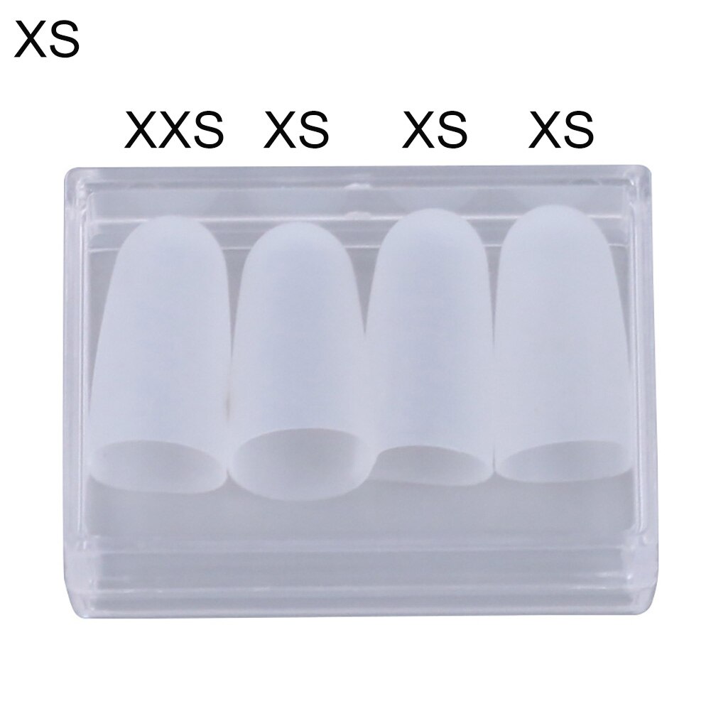 Protector de dedos de silicona para guitarra, funda ultrafina para mano izquierda, 4 unidades: XS