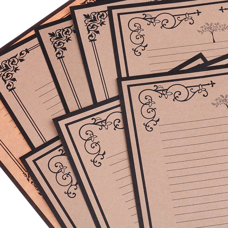 8 hojas/juego de letras de papel Estilo Vintage europeo papelería Kraft Oficina suministros carta papel sobres