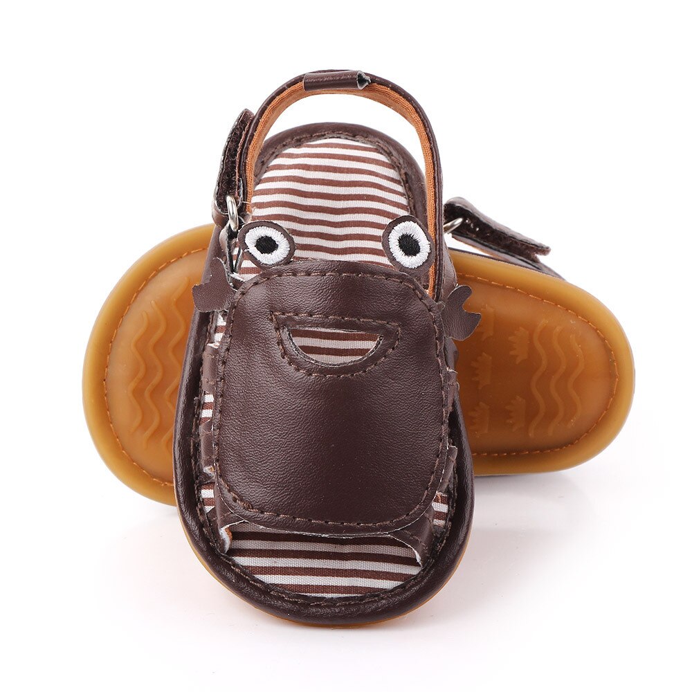 Sandales en cuir pour bébés garçons et filles, chaussures d'été à la , semelle en caoutchouc, adorables chaussures pour -nés, motif Animal de dessin animé