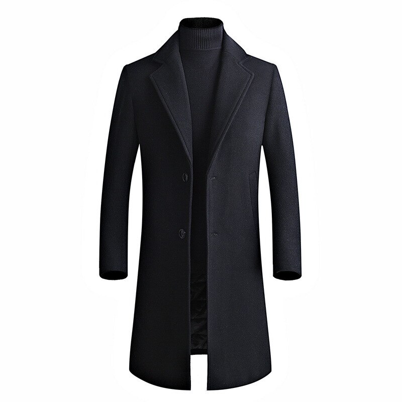 BOLUBAO Men Thickening Wool Coat Winter Mens Slim Fit Warm Outerwear Men's Casual Wool Coats: Black / XXXL