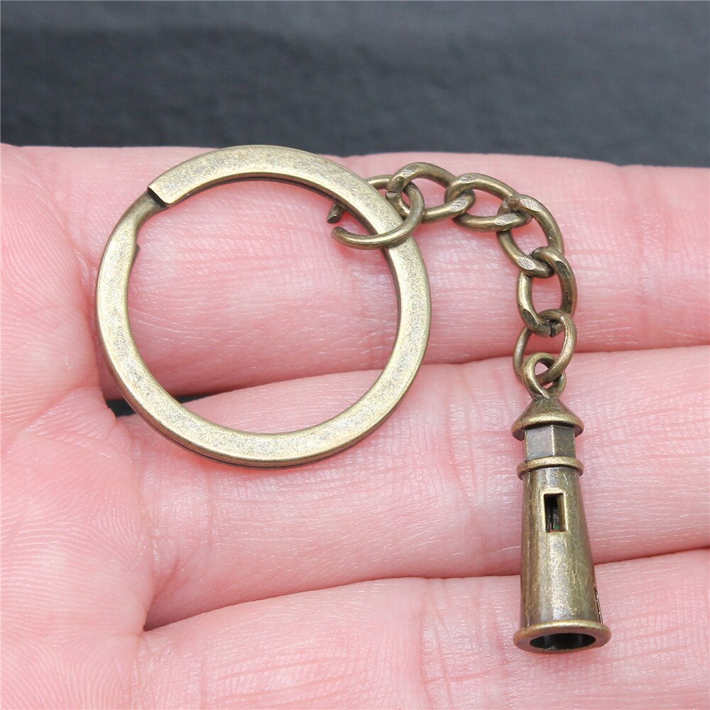 DIY Metall Halfter Kette Männer Keychain Jahrgang 2 Farben 25x8mm Leuchtturm Anhänger Souvenirs
