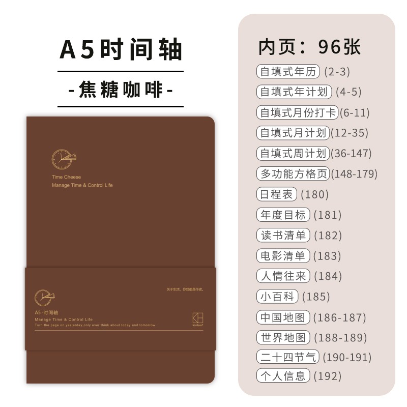 Kinbor Timeline Weekly Planner Pocket Journal Notebook Daily Agenda Monthly Planning Habits Tracker Time Organizer Schedule: light green