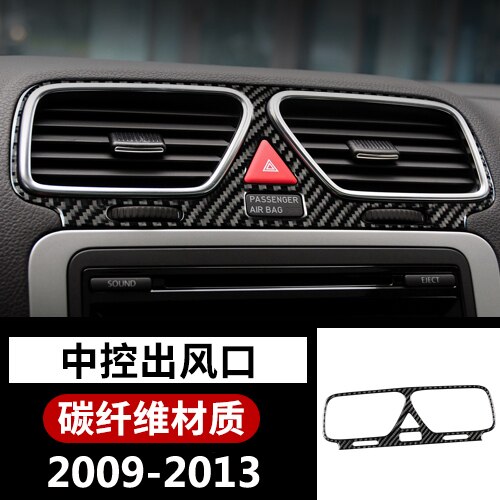 Para Volkswagen Scirocco 11-14, accesorios interiores, control central, salida de aire acondicionado, panel de fibra de carbono, parche adhesivo: Black