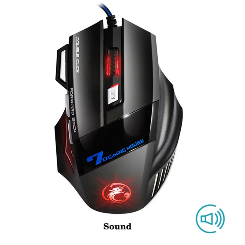 iMICE Wired Gaming Mouse X7 7 Button 3200 DPI LED Optical USB Computer Mouse Gamer Mice Game Mouse Silent Mause PC: black