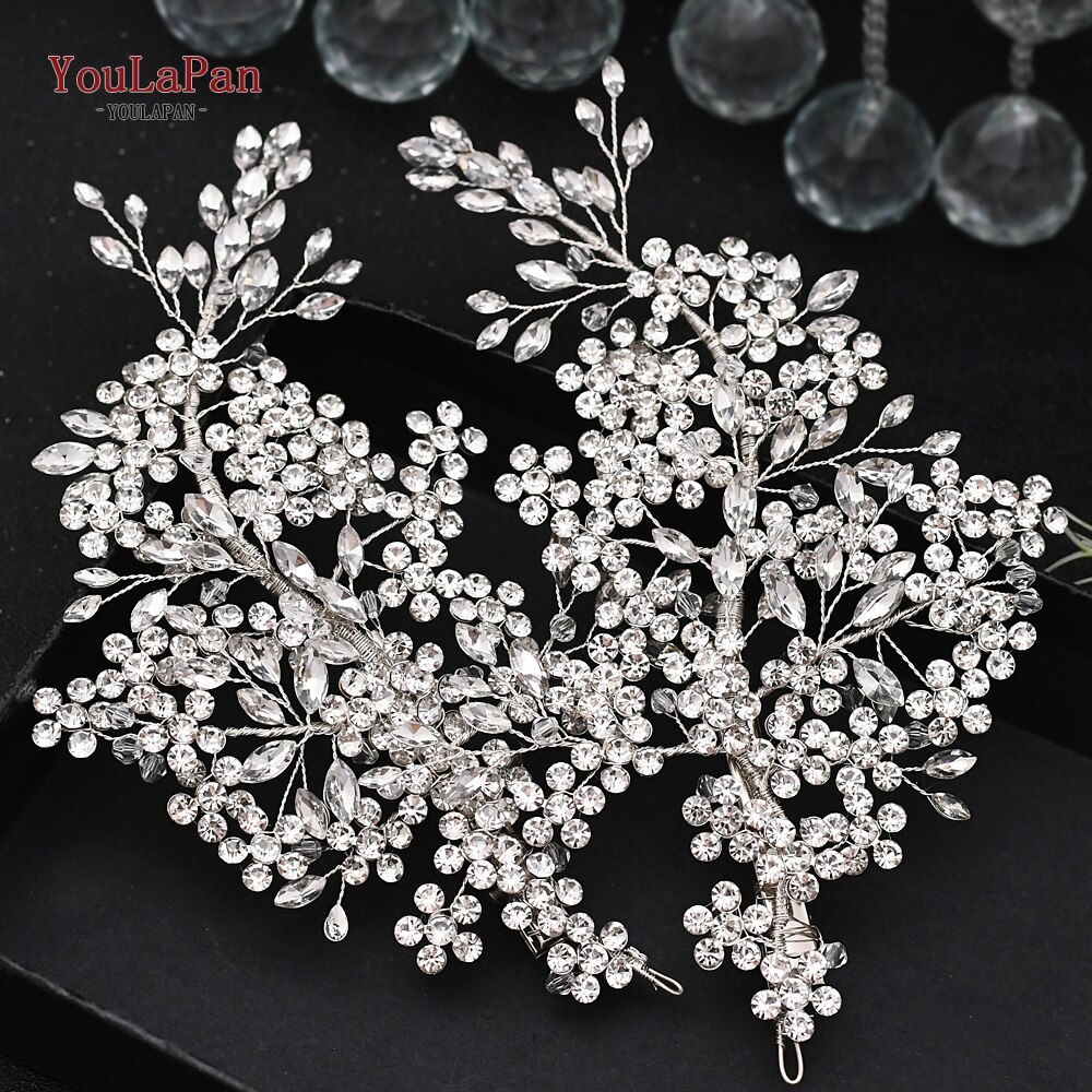 Unsutuo Kristall Braut Haar Ranke – Silber Blume Mit Strass, Handgefertigter Kopfschmuck