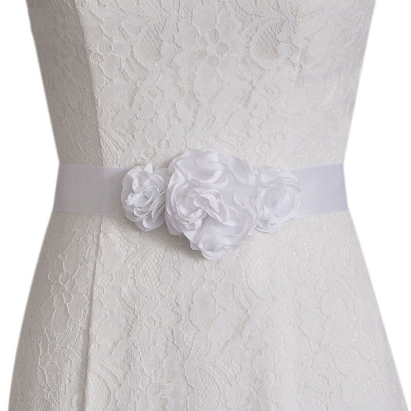 Noble Women Flower Belt Sash Belt Wedding Bride Bridesmaid Belt Bridal Dress Belt Wedding Flower Belt For Girl Party: white