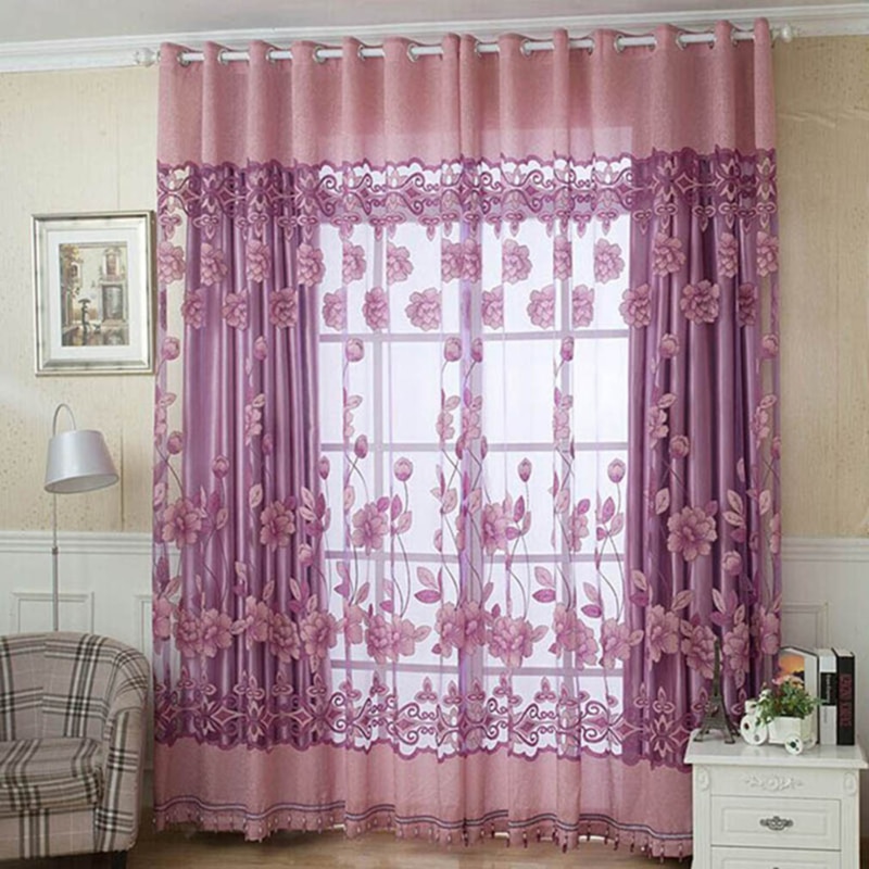 Modern Purple Blackout Curtains For Living Room Bedroom Windows Sheer Tulle Drapes Splice Home Decoration: light purple