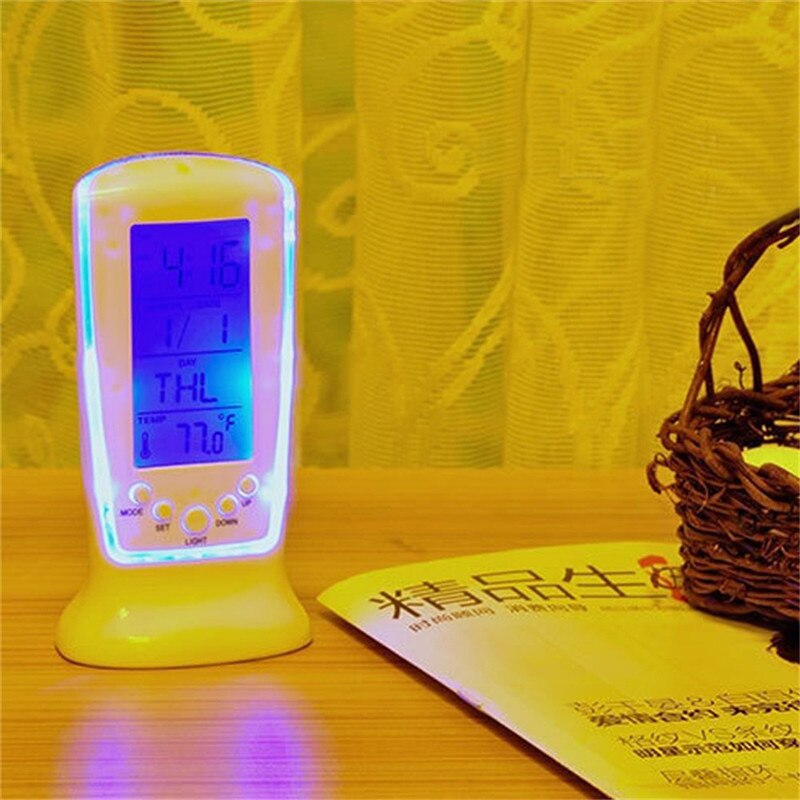 1pcs Cordless Clock Digital Clock Student Mini Led Desk Mute Alarm Clock With Backlight Large Display Time Temperature Date Week