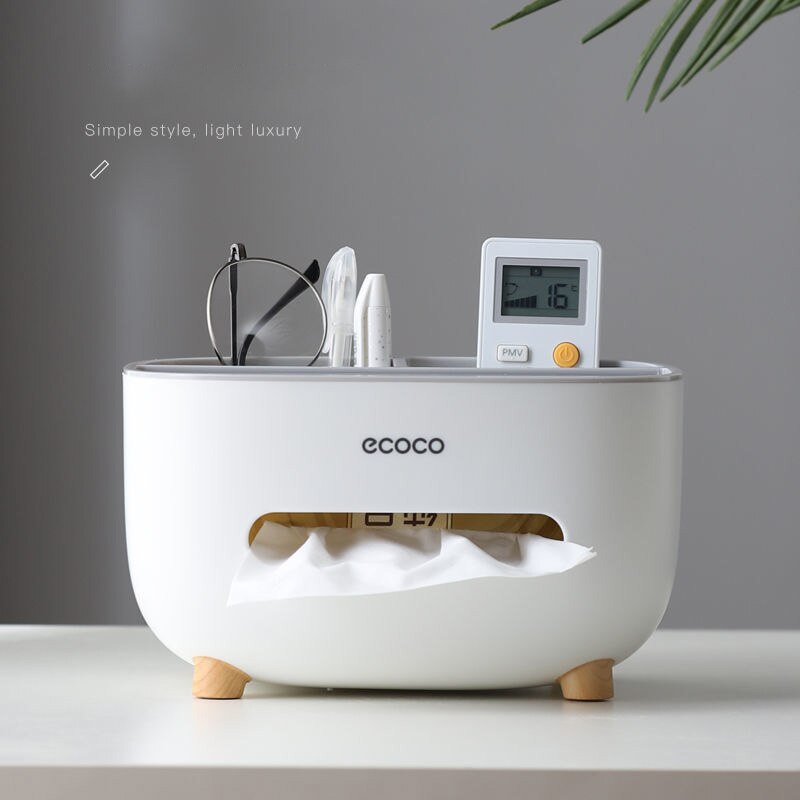 Ecoco Tissue Dispenser Napkin Box Holder Multi Function Remote Control Storage Box Living Room Napkin Organizer