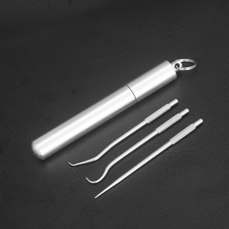 Outdoor Draagbare Titanium Tandenstoker Set Met Case Roest-Weerstand Tooth Pick Holder Gereedschap: Toothpick Set A
