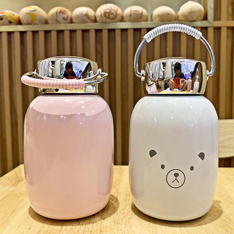 Taza térmica de 230ml para niño y niña, botella térmica para agua, taza térmica bonita de acero inoxidable, termo de estudiante, taza con asa