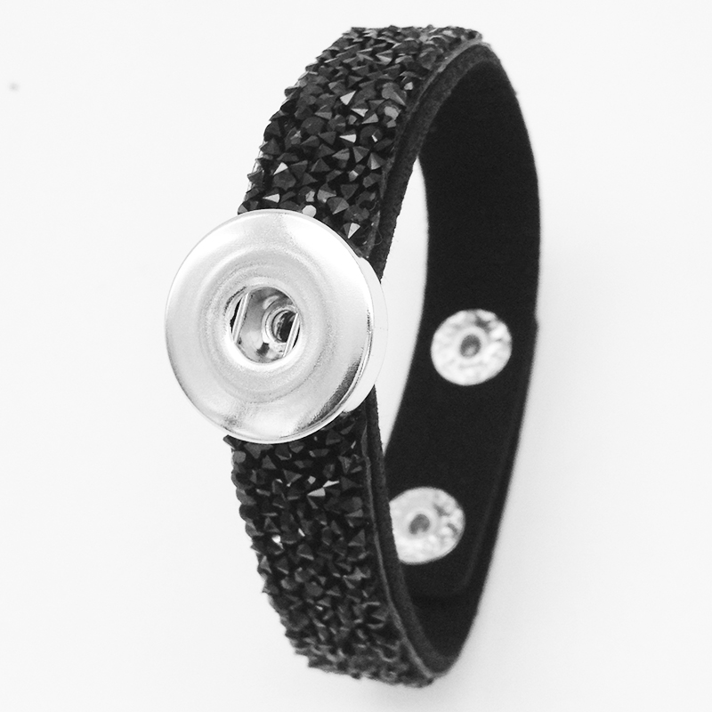 Koreaanse Fluwelen Kerst Crystal Drukknoop Armband GJ5733 (Fit 18Mm 20Mm Snaps) Bobosgirl