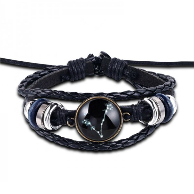 12 Constellation Bracelet Luminous Leather Bracelets Charms Zodiac Sign Bracelets Leo Virgo Libra Gemini for Man Woman Jewelry: Pisces-Shuang yu