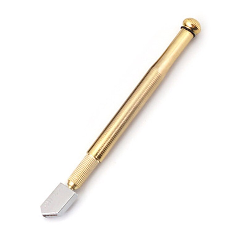 Glasskærer blyant stil oliefoder legeringsspids skæreværktøj diamant skærehoved, stålblad skæreværktøj skridsikkert metalhåndtag: Gylden -16.8cm