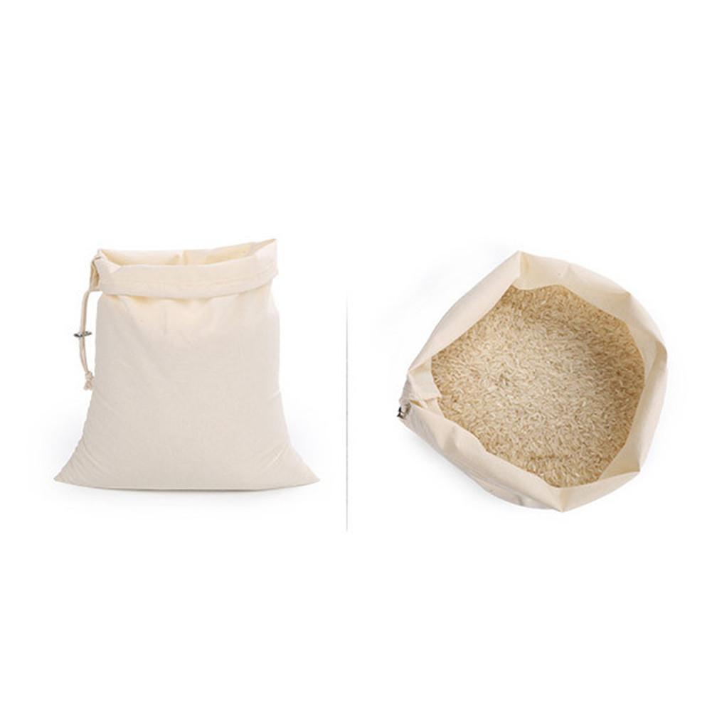 Reusable Bulk Bin Cotton Drawstring Bag Metal Buckle Multi-Purpose Fruit Vegetable Rice Bread Shopping Bag