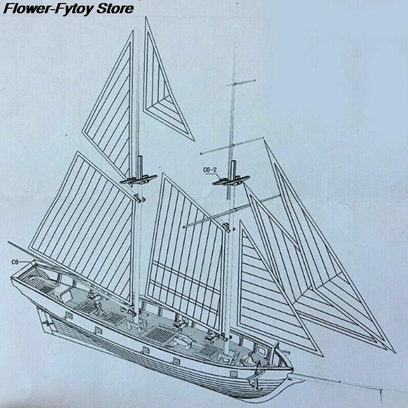 1 Set 1:100 Halcon Wooden Sailing Boat Model DIY Kit Ship Assembly Decoration