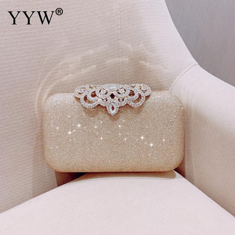 Wedding Shiny Handbags Blue Evening Clutch Bag Women Bags Bridal Metal Evening Purse Clutches Chain Shoulder Bag White: gold