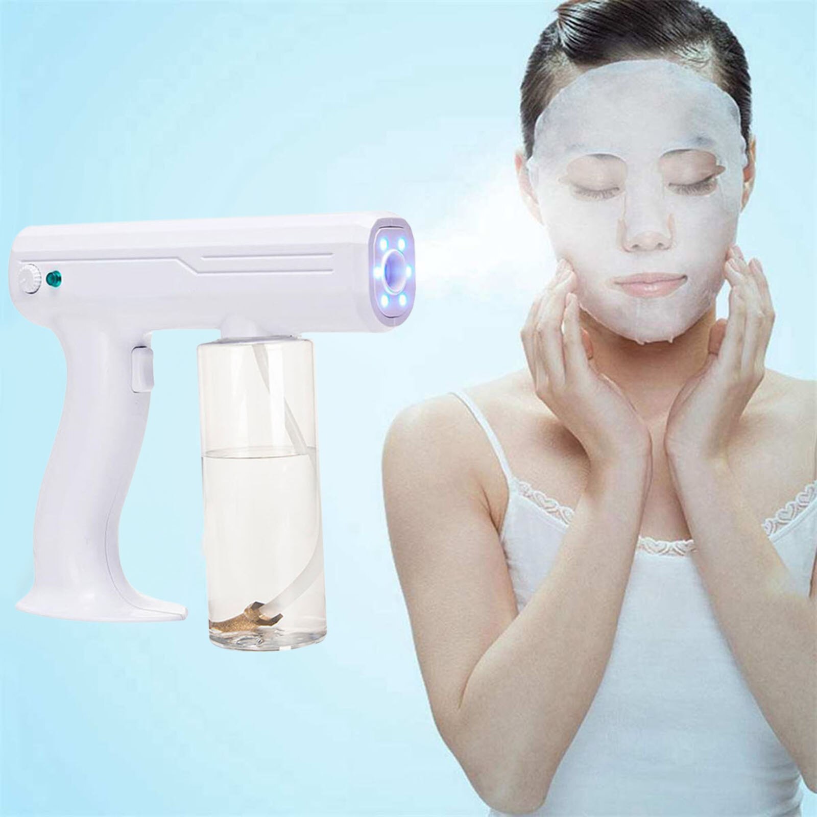 Atomization Disinfection Fog Machine Stage Smoke Machine Blue Light Nano Steam Gun Hair Spray Machine UV Sterilization Function