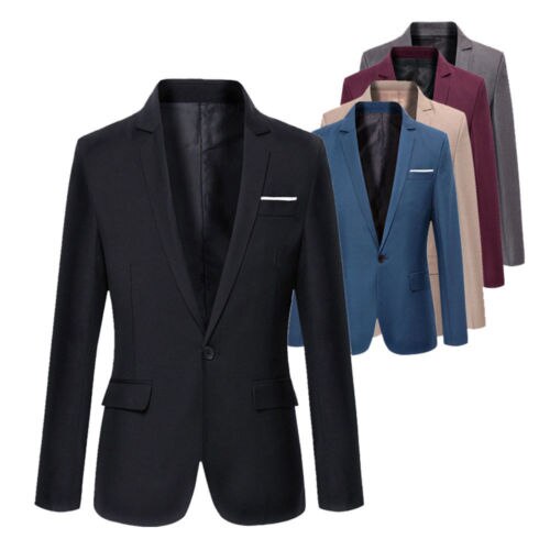 Charm män casual slim fit kavaj kavaj kostym med en knapp snygga formell kappa jacka toppar