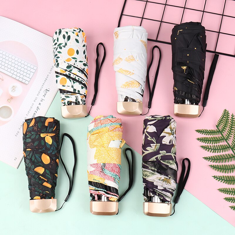 Paraguas de bolsillo Super pequeño para chica joven, sombrilla a prueba de lluvia, protección UV, tendencia, 1 Uds.