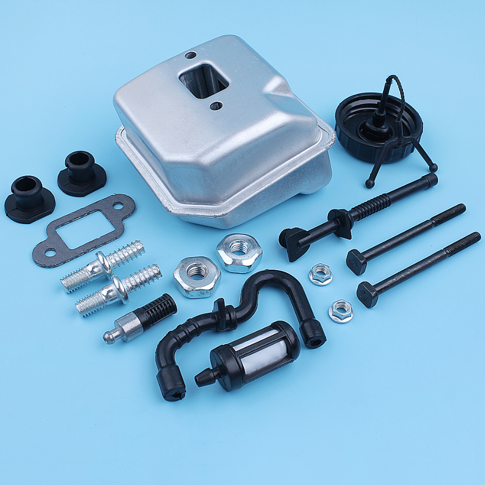 Schalldämpfer-auspuffschalldämpfer-set für stihl 018 ms180 017 ms170 ms 180 170 ms180c ms170c kettensägenstange, bolzenmutter, heizölfilterlinie