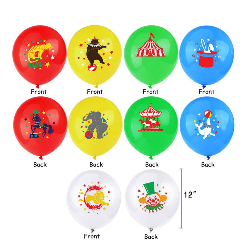 10pcs Carnival Circus Animals Balloons 12 Inch Latex Balloons Party Balloons Clown Decorations for Kids Adults Carnival Party