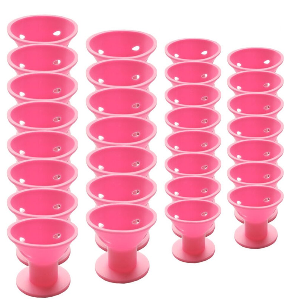 30 stk/parti blødt gummi magisk hårpleje ruller silikone hårkrøller twist hår ingen varme ingen klip hår curling styling gør-det-selv værktøjer: Lyserød