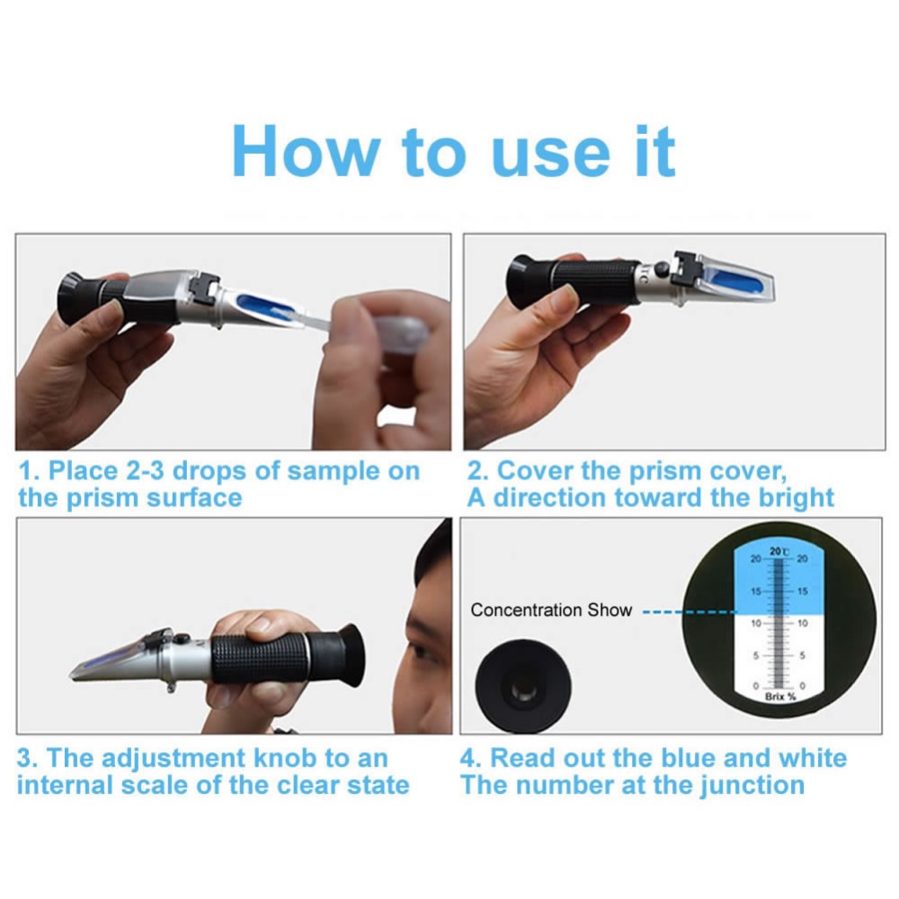Booyah 28-62% Brix Refractometer High-precision Sugar Content Test Handheld Prism Optical Instruments Sugar Measuring Instrument