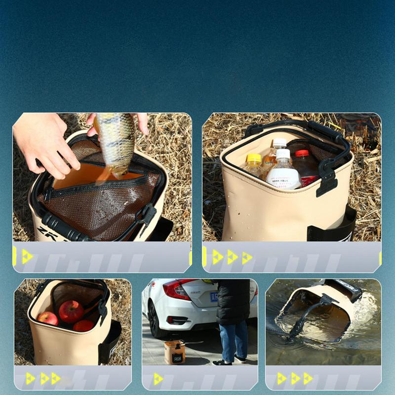Portable fishing bucket, foldable fish bait bucket, eva water tank, 8l/14l fishing tackle, live fish box, water bag for camp fishing