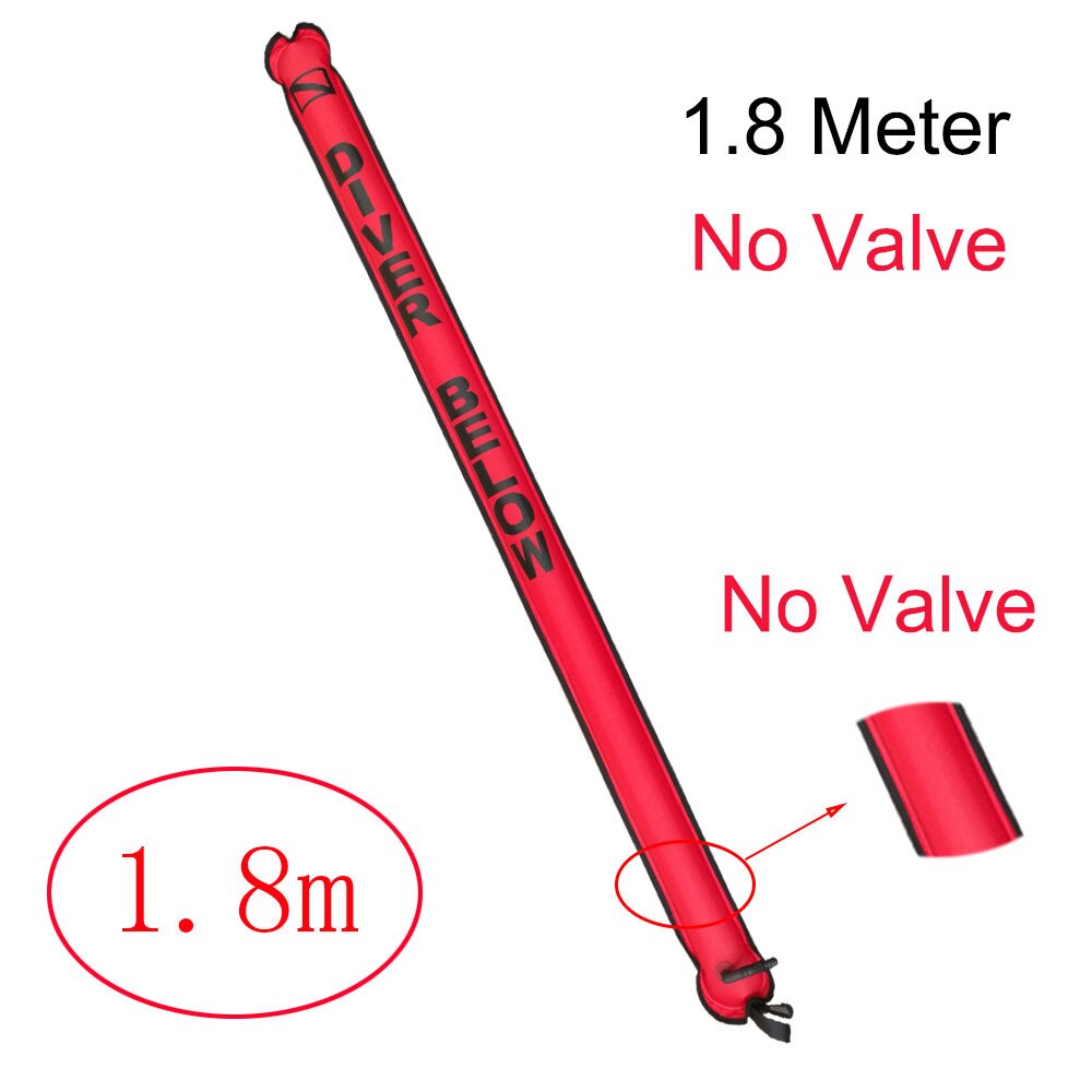 1.1M-1.8M Closed-End Scuba Diving Surface Marker Buoy SMB Drift Diving Ascending Signal Tube Safety Sausage for Wreck Snorkeling: 1.8M Red No Valve