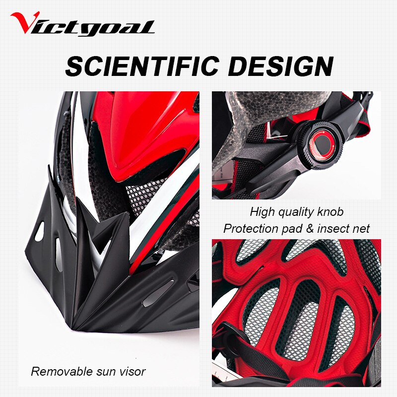 VICTGOAL Fahrrad Helm Licht Radfahren Helm Sonnenblende LED-hintergrundbeleuchtung Sicherheit MTB Berg Straße Fahrrad Helme Angeformten