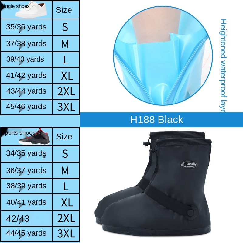 Copriscarpe impermeabili copriscarpe antipioggia riutilizzabili antiscivolo per Sport all&#39;aria aperta con copriscarpe interne resistenti all&#39;acqua: Black / S