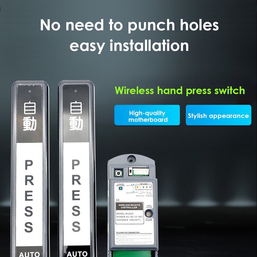 Pulsador inalámbrico de puerta automático, interruptor inalámbrico de tipo largo para puertas automáticas