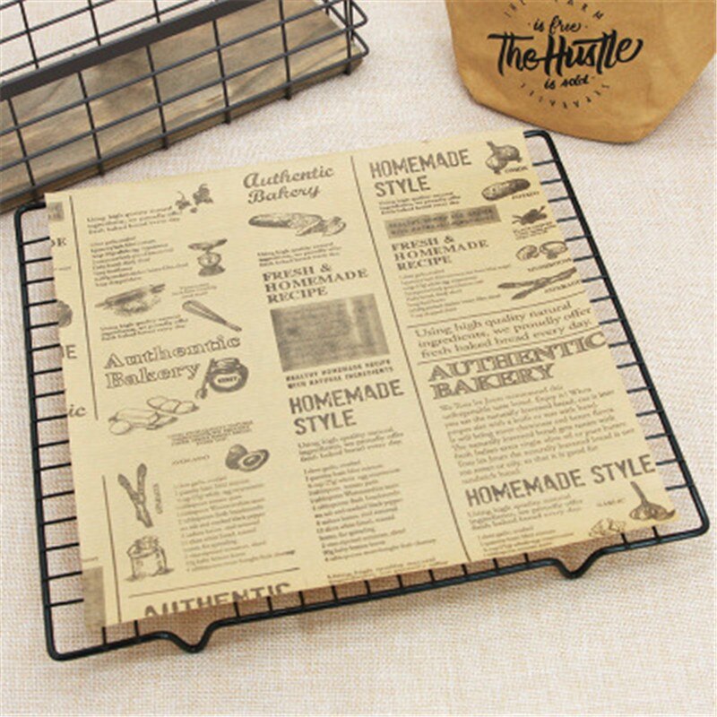 10 pièces parchemin papier ciré cuisson papier d'emballage alimentaire pour pain Sandwich Burger frites antiadhésif pâtisserie Biscuit gâteau papier huilé: BEIGE