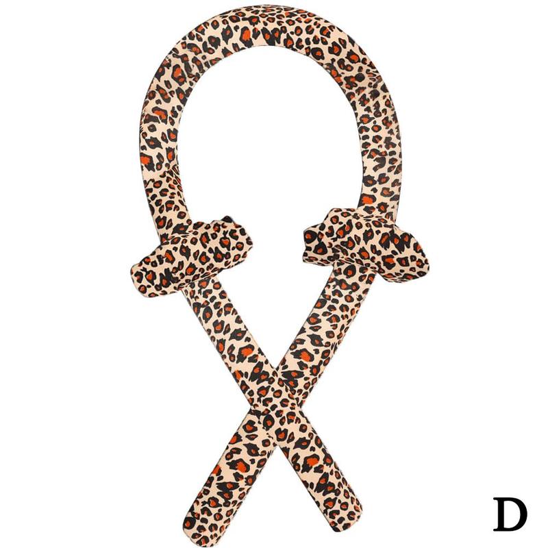 Heatless Curling Rod Headband Lazy Curler Set Make Hair Soft And Shiny Foam Sponge Simple Curling Iron Wand With Hair Ring: Leopard